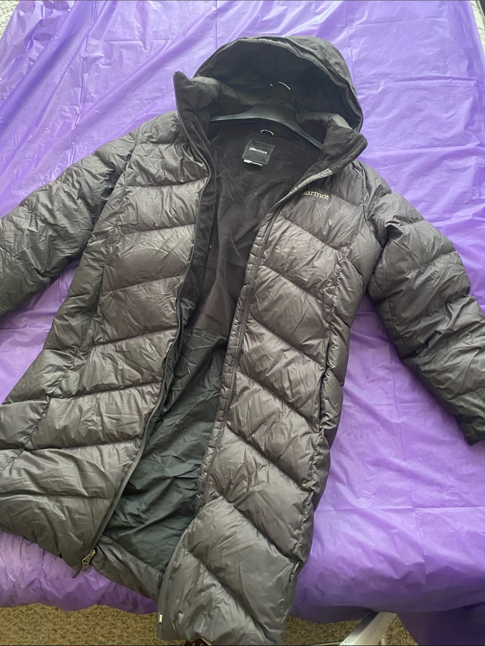 Marmot Women's Long Hooded Quilted Puffer Coat - Black